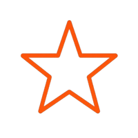 A simple orange outline star centered on a plain white background.